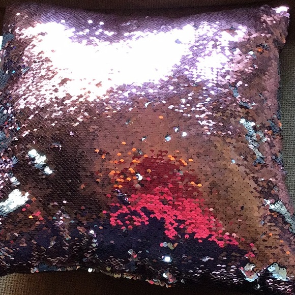 Pink and Silver Sequined Pillow
